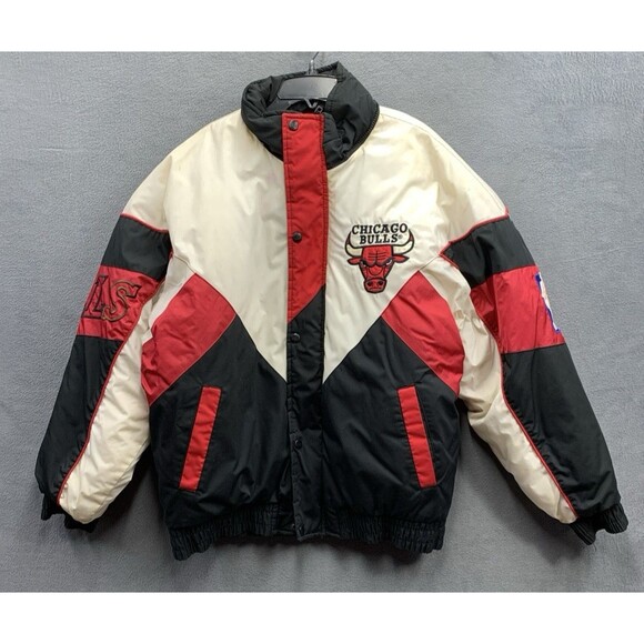 Vintage 90s NBA Chicago Bulls Pro Player Puffer Jacket NBA Full Zip Size M rare - Picture 2 of 16